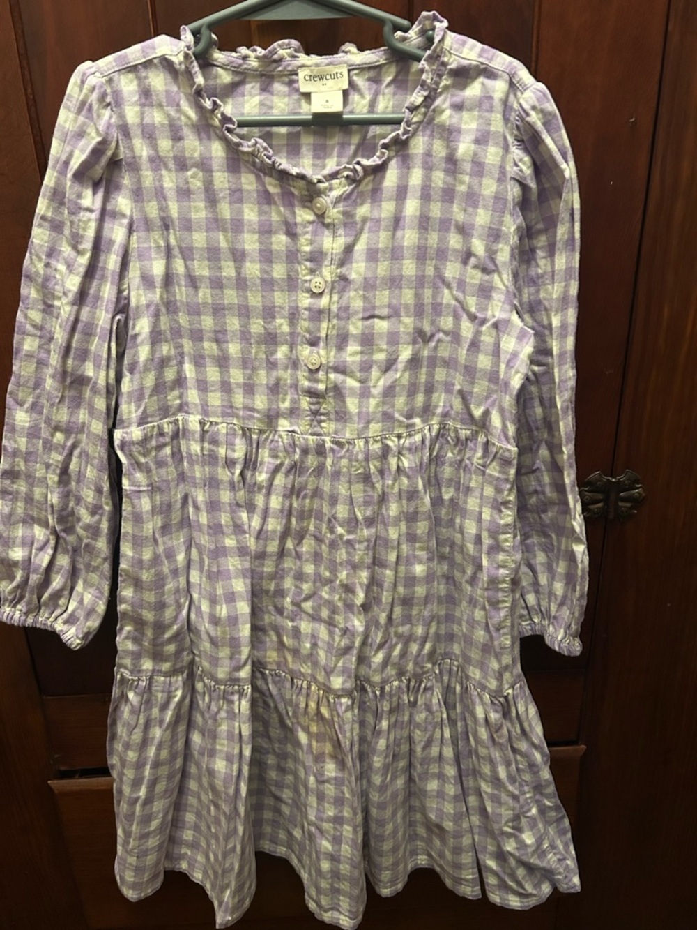 Crewcuts Lavender Gingham Ruffle Collar Dress